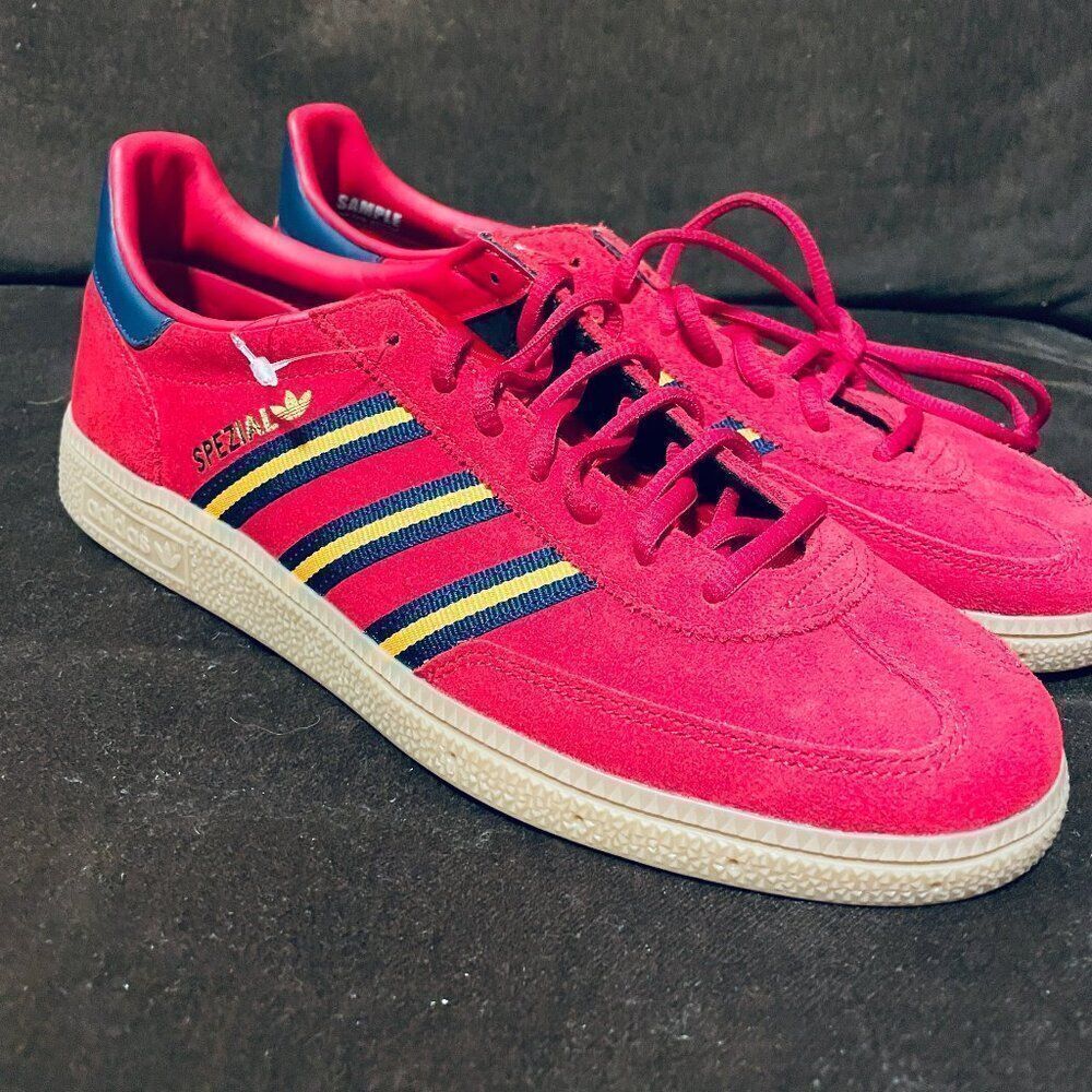Rare Sample Tag Adidas Handball Spezial Red Blue Yellow 9 US 8.5 UK 42 2/3 EU